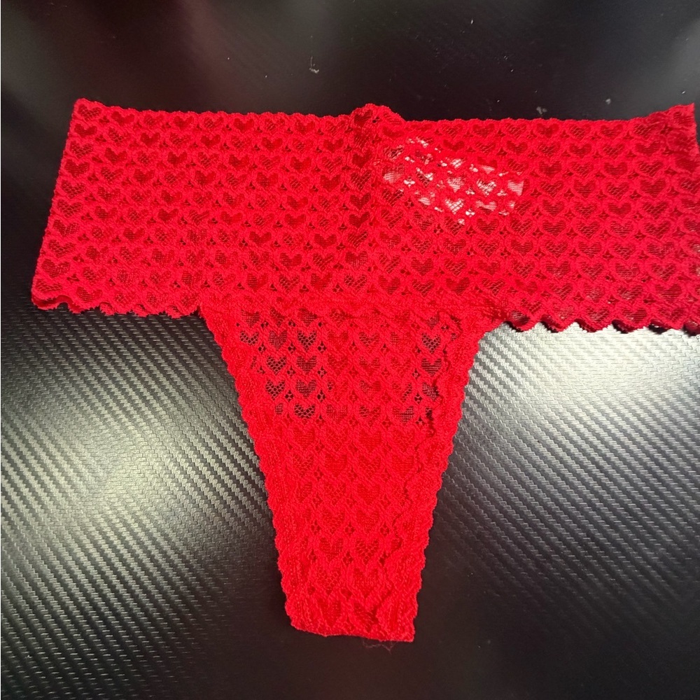 PINK Victoria's Secret Red Lace Thong